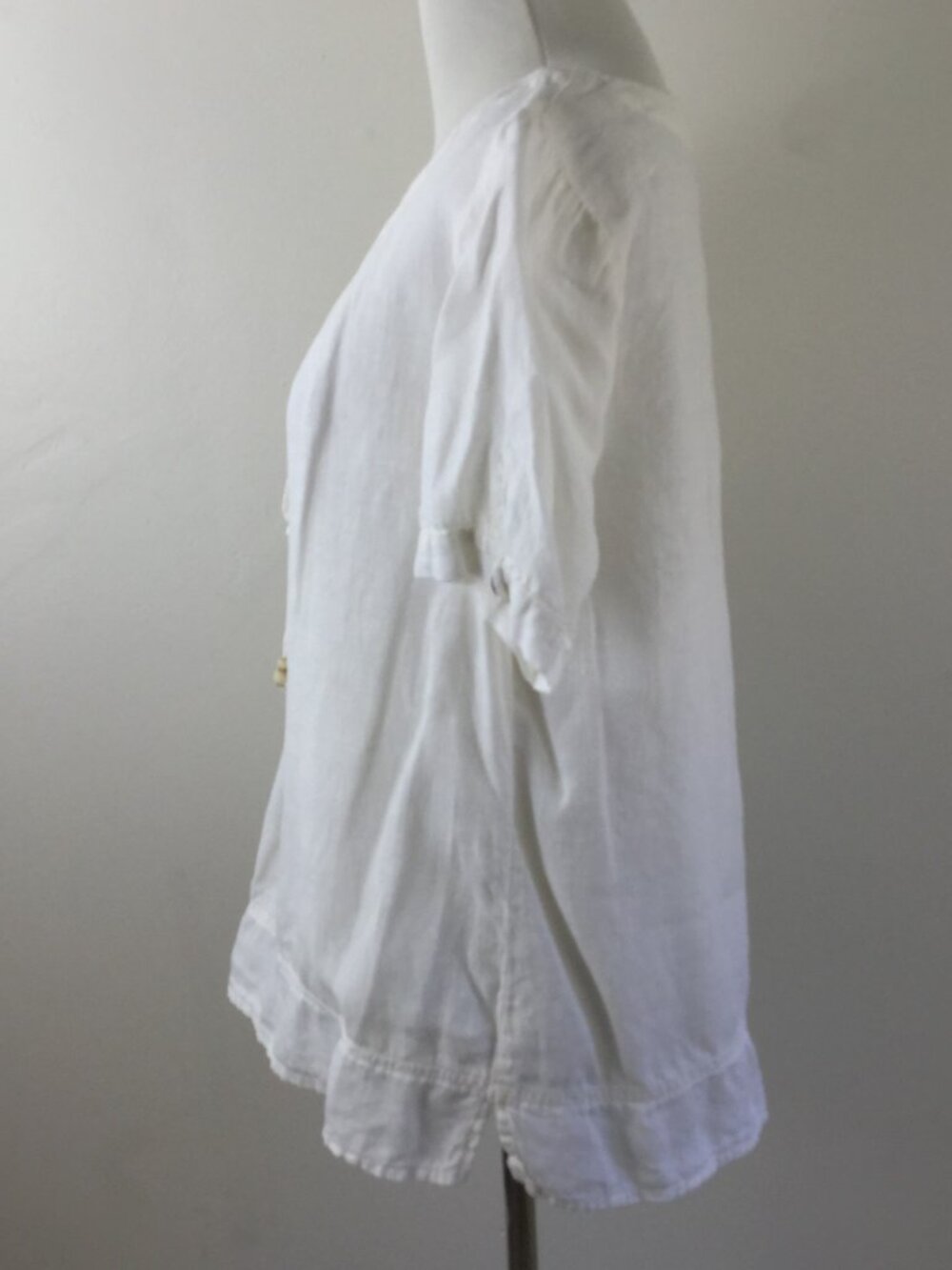 Hot Cotton Ivory Linen Blouse m - Picture 2 of 5